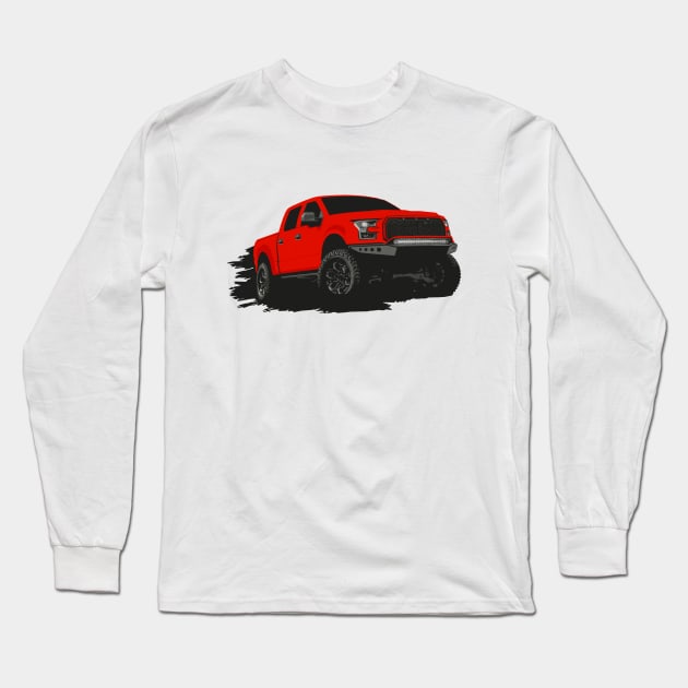 Red Raptor pickup Long Sleeve T-Shirt by mfz